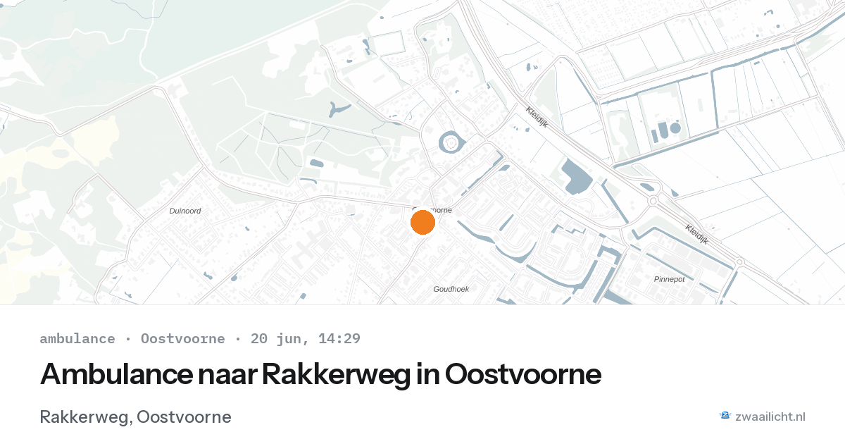 Ambulance naar Rakkerweg in Oostvoorne — 20 jun 2026