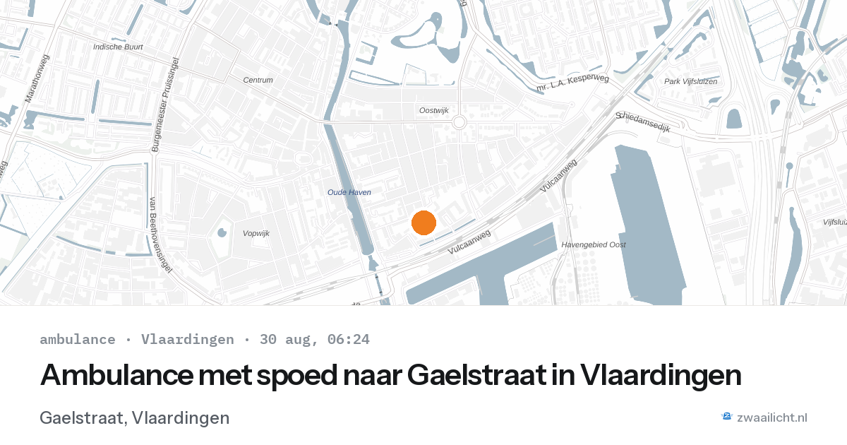 Ambulance met spoed naar Gaelstraat in Vlaardingen — 30 aug 2026