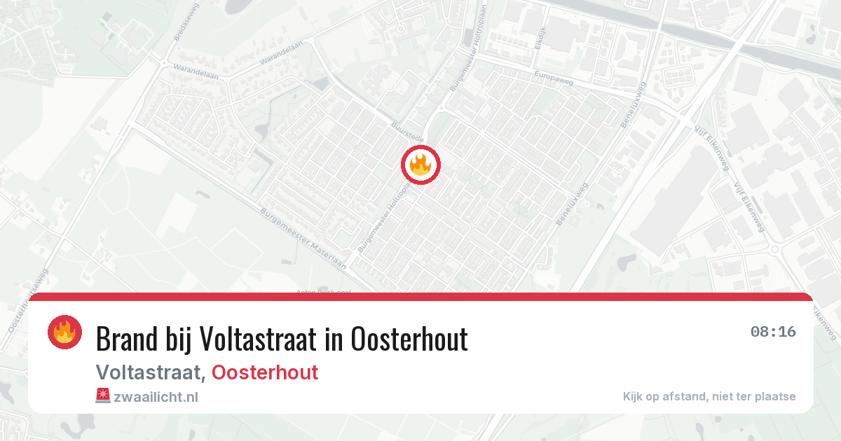 Brand bij Voltastraat in Oosterhout — 17 jun 2026