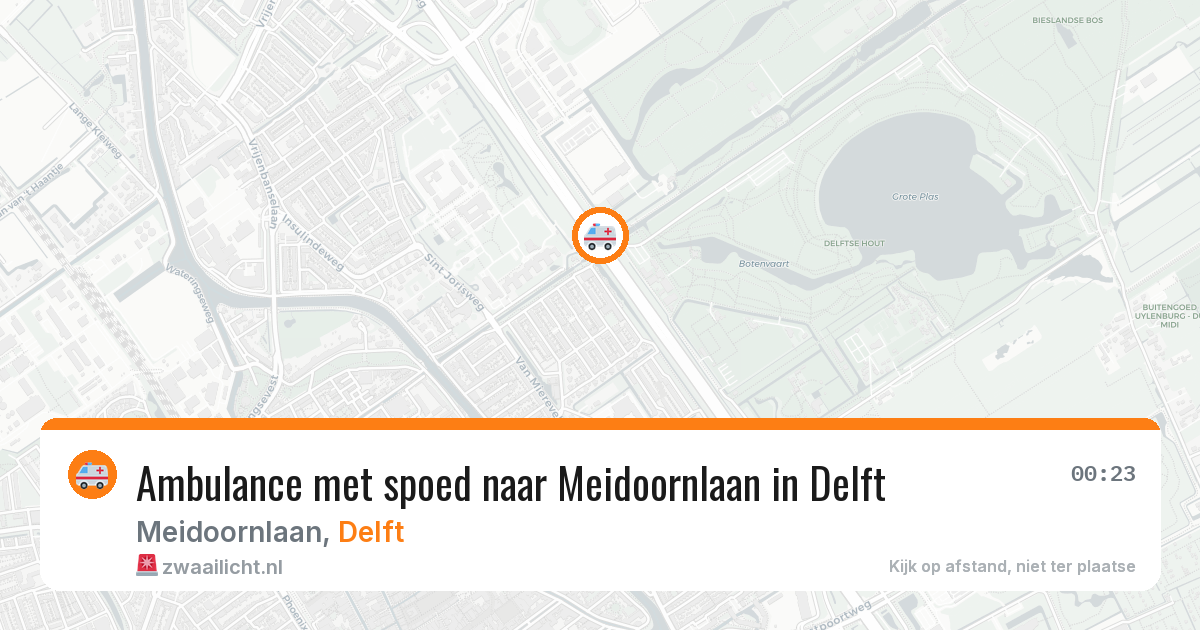 Ambulance met spoed naar Meidoornlaan in Delft — 12 jul 2026