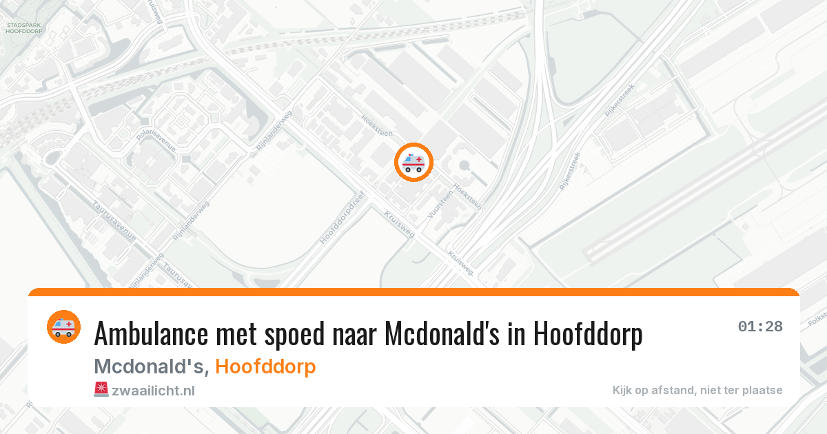 Ambulance met spoed naar Mcdonald's in Hoofddorp — 4 jul 2026