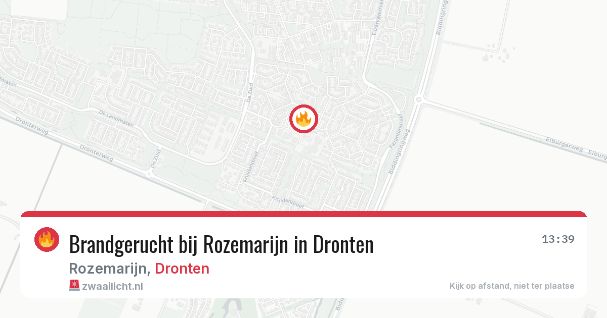 Brandgerucht bij Rozemarijn in Dronten — 18 mrt 2026