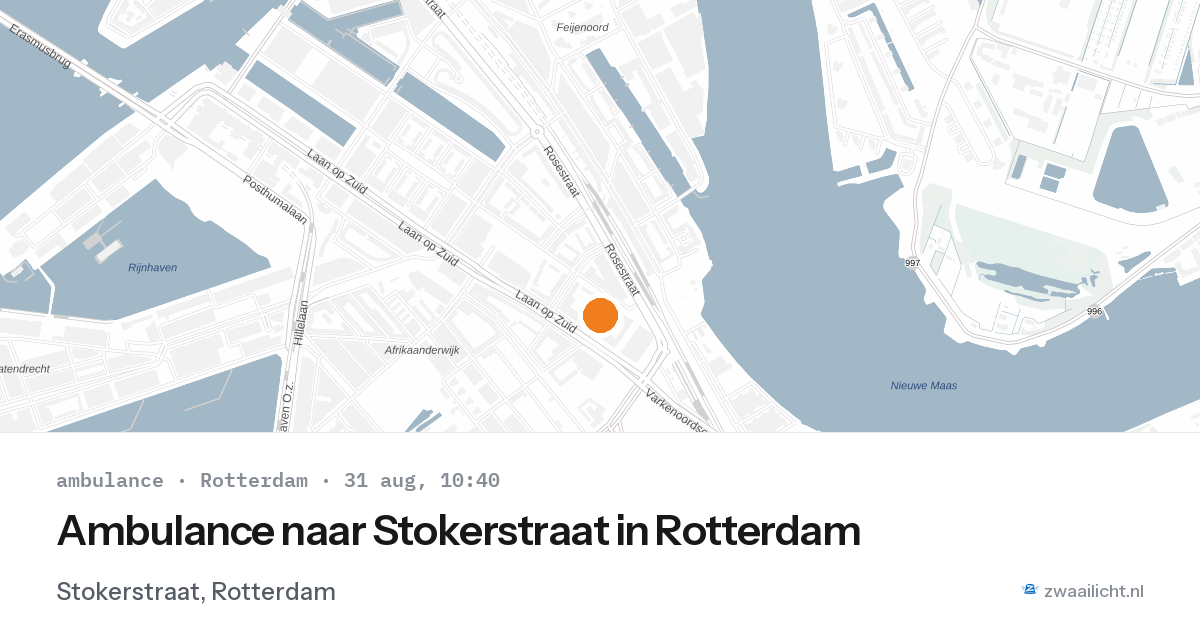Ambulance naar Stokerstraat in Rotterdam — 31 aug 2026