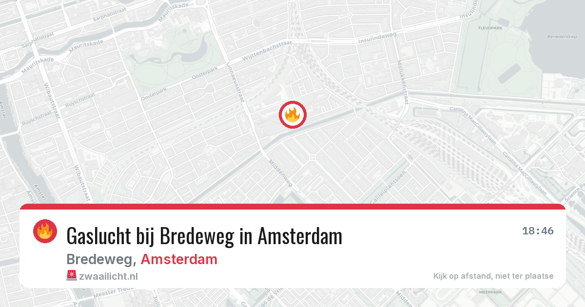 Gaslucht bij Bredeweg in Amsterdam — 16 mrt 2026
