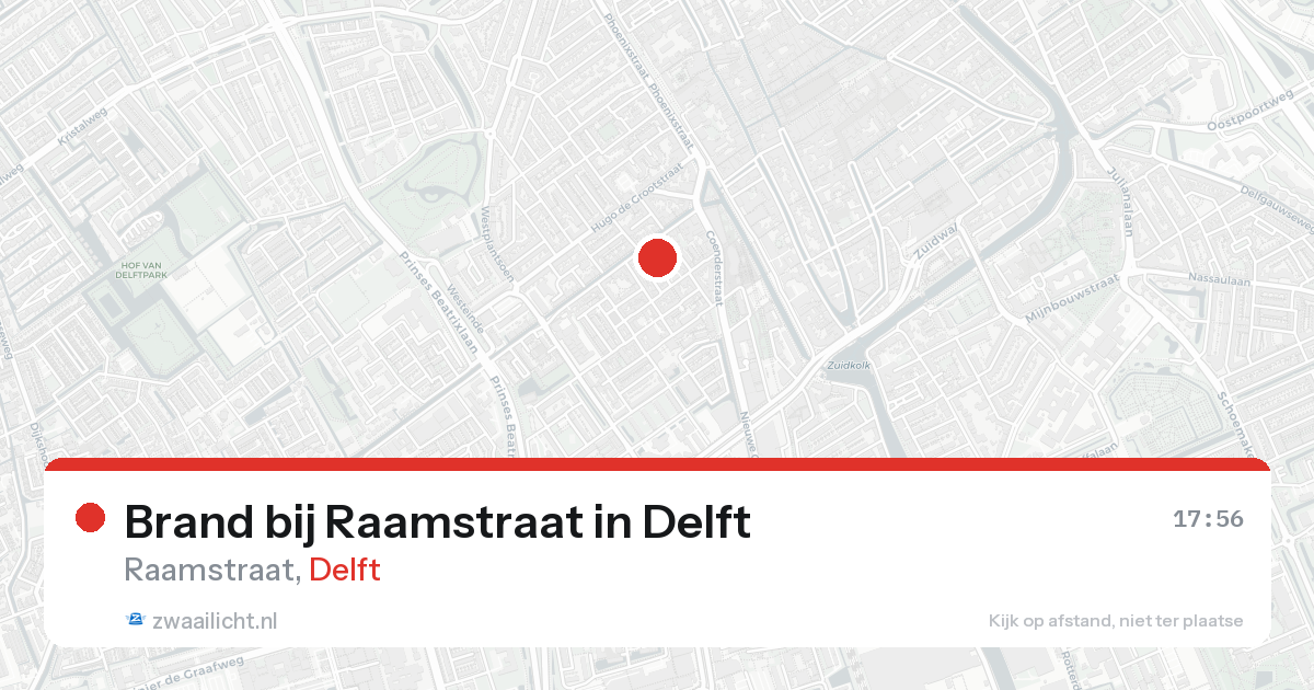 Brand bij Raamstraat in Delft — 17 aug 2026