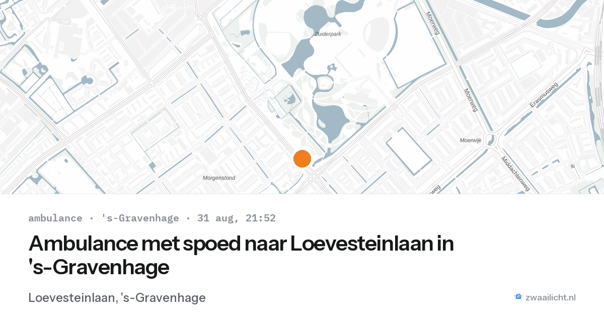 Ambulance met spoed naar Loevesteinlaan in 's-Gravenhage — 31 aug 2026