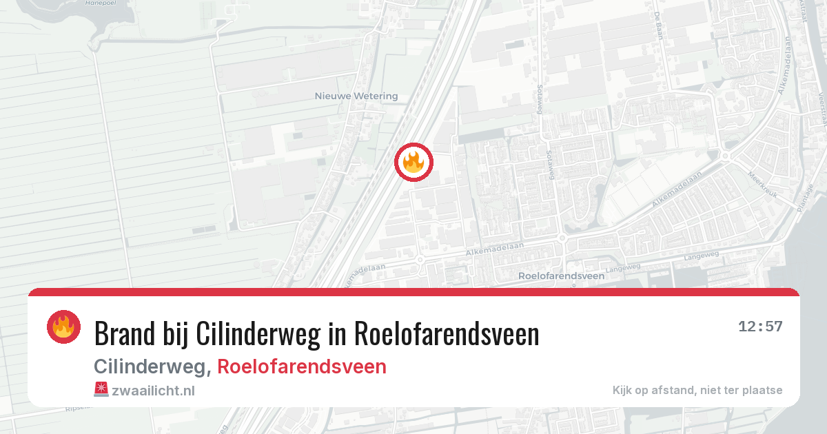 Brand bij Cilinderweg in Roelofarendsveen — 1 aug 2026