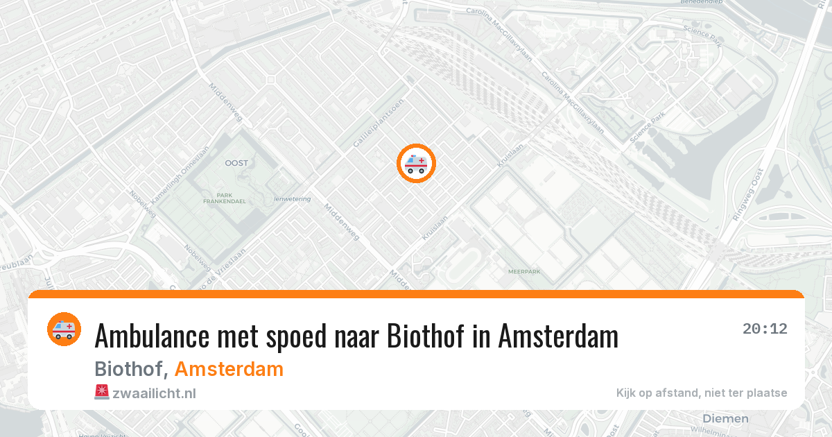 Ambulance met spoed naar Biothof in Amsterdam — 6 jun 2026
