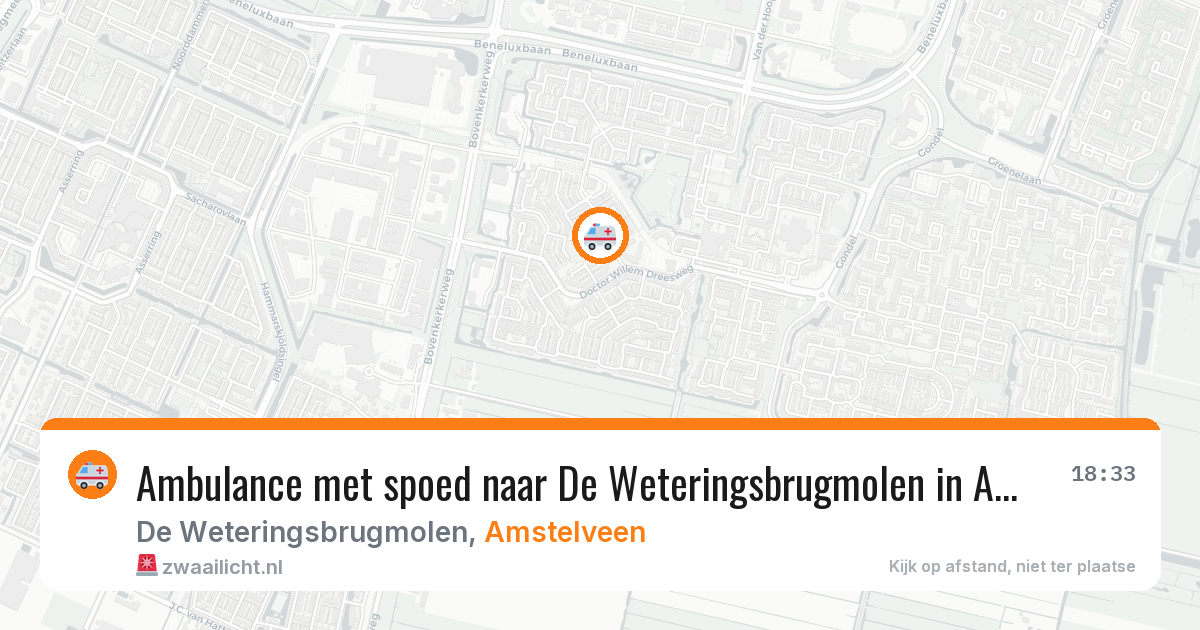 Ambulance met spoed naar De Weteringsbrugmolen in Amstelveen — 17 mrt 2026