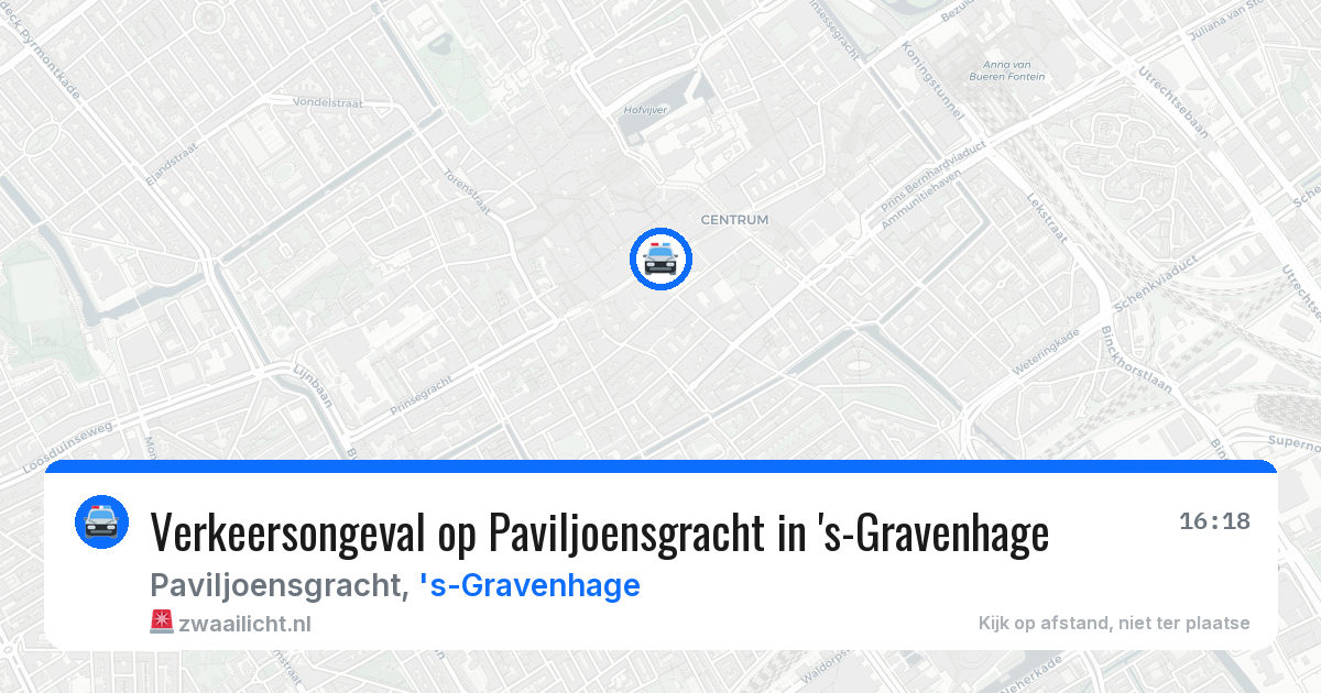 Verkeersongeval op Paviljoensgracht in 's-Gravenhage — 19 jan 2026