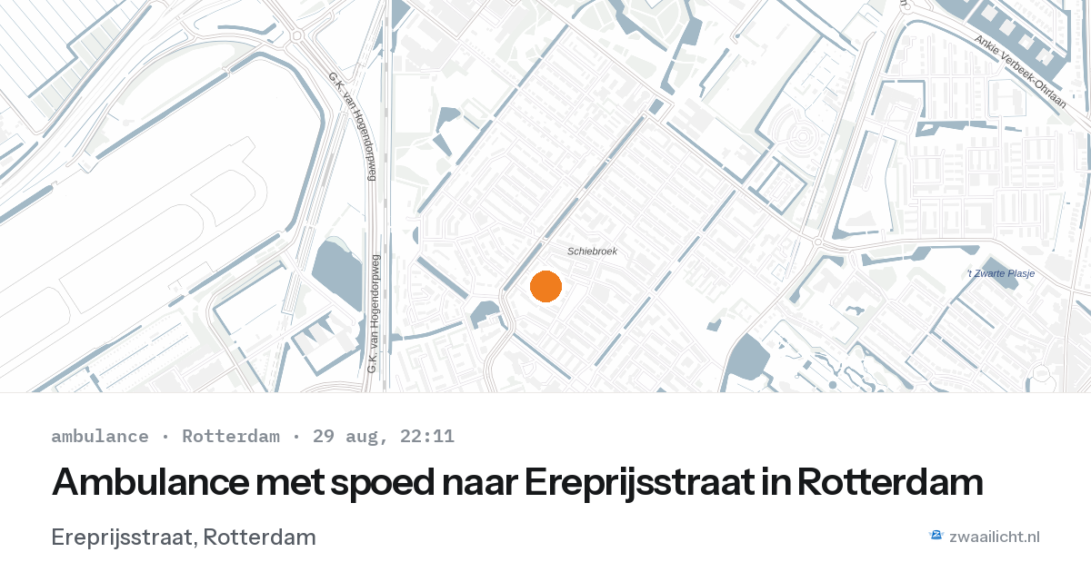 Ambulance met spoed naar Ereprijsstraat in Rotterdam — 29 aug 2026