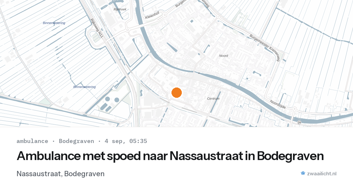 Ambulance met spoed naar Nassaustraat in Bodegraven — 4 sep 2026
