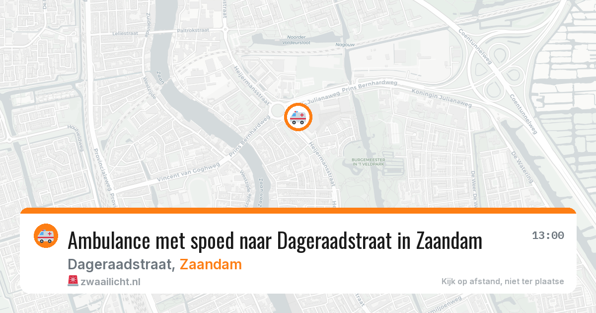 Ambulance met spoed naar Dageraadstraat in Zaandam — 21 feb 2026