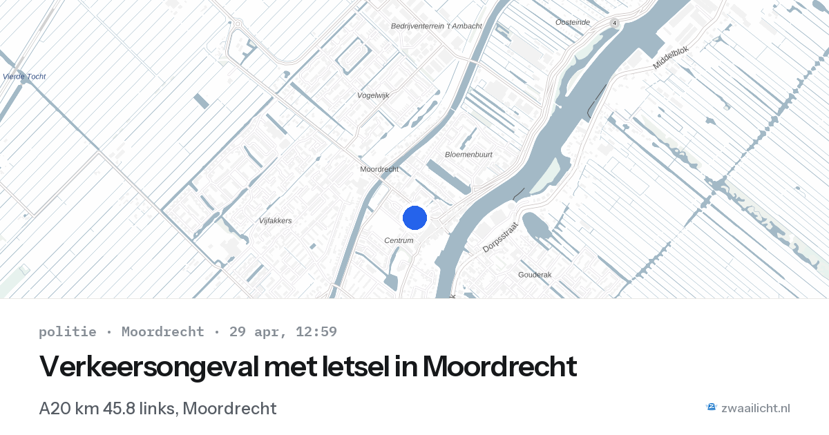 Verkeersongeval met letsel in Moordrecht — 29 apr 2026