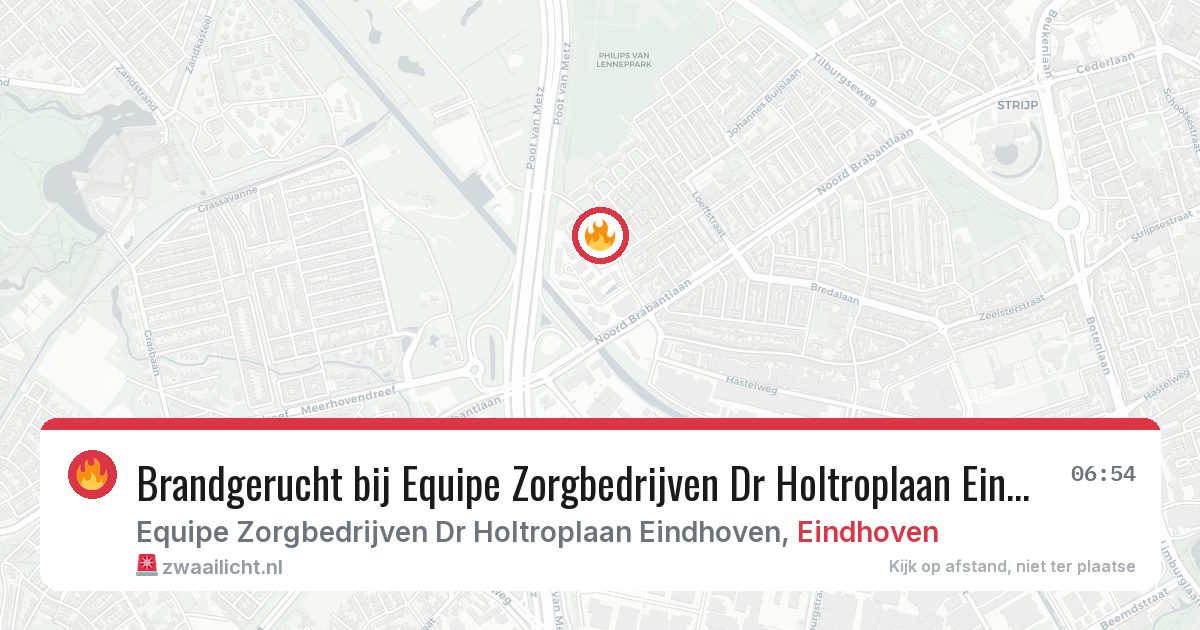Brandgerucht bij Equipe Zorgbedrijven Dr Holtroplaan Eindhoven in Eindhoven — 25 jun 2026