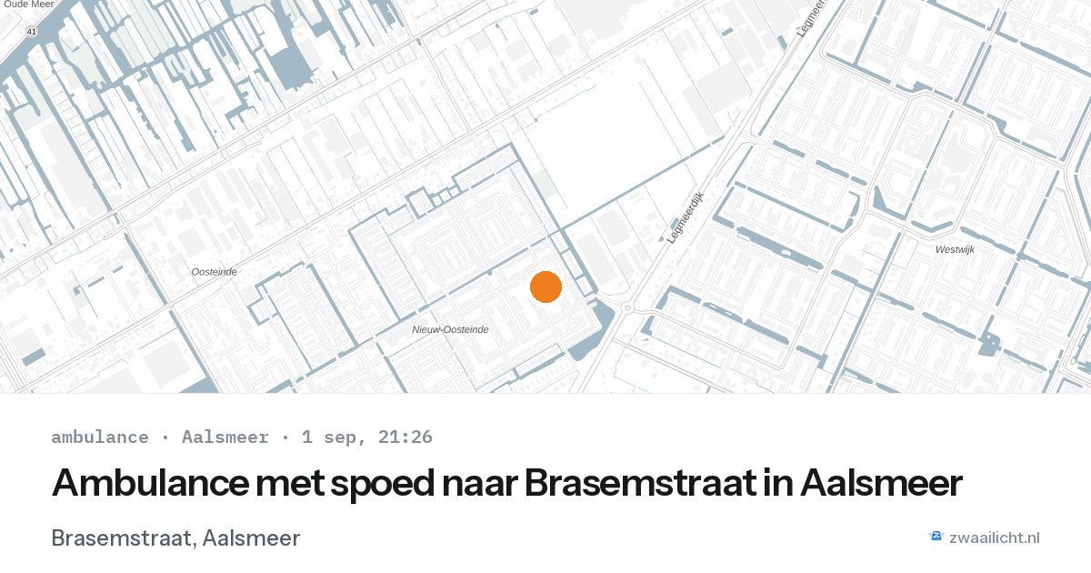 Ambulance met spoed naar Brasemstraat in Aalsmeer — 1 sep 2026