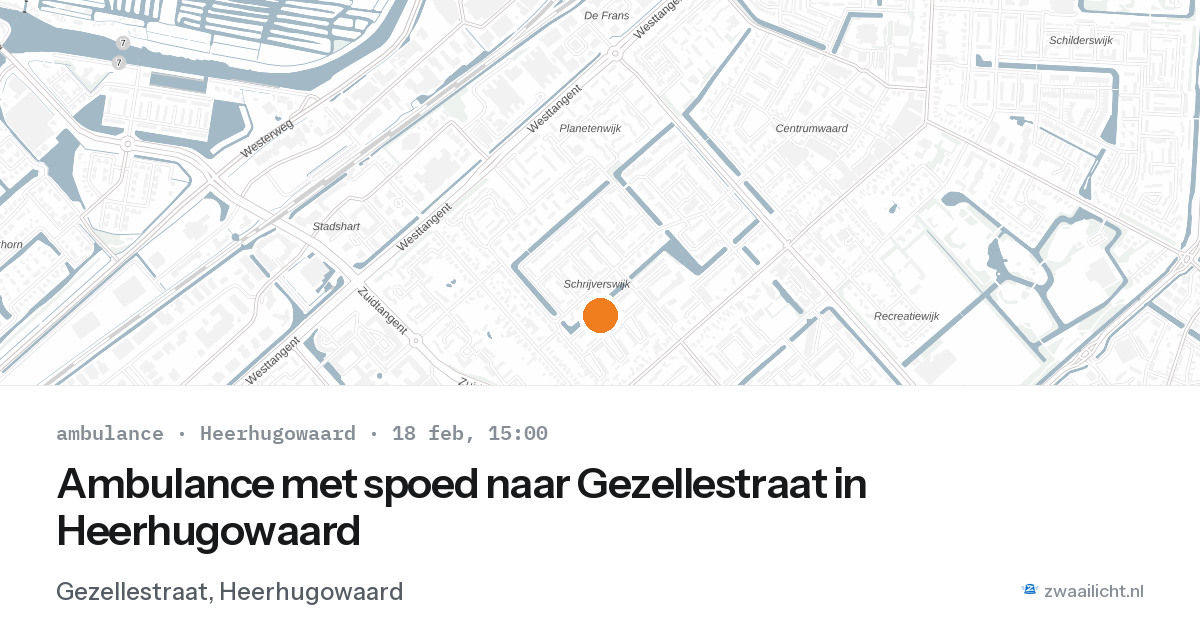 Ambulance met spoed naar Gezellestraat in Heerhugowaard — 18 feb 2026