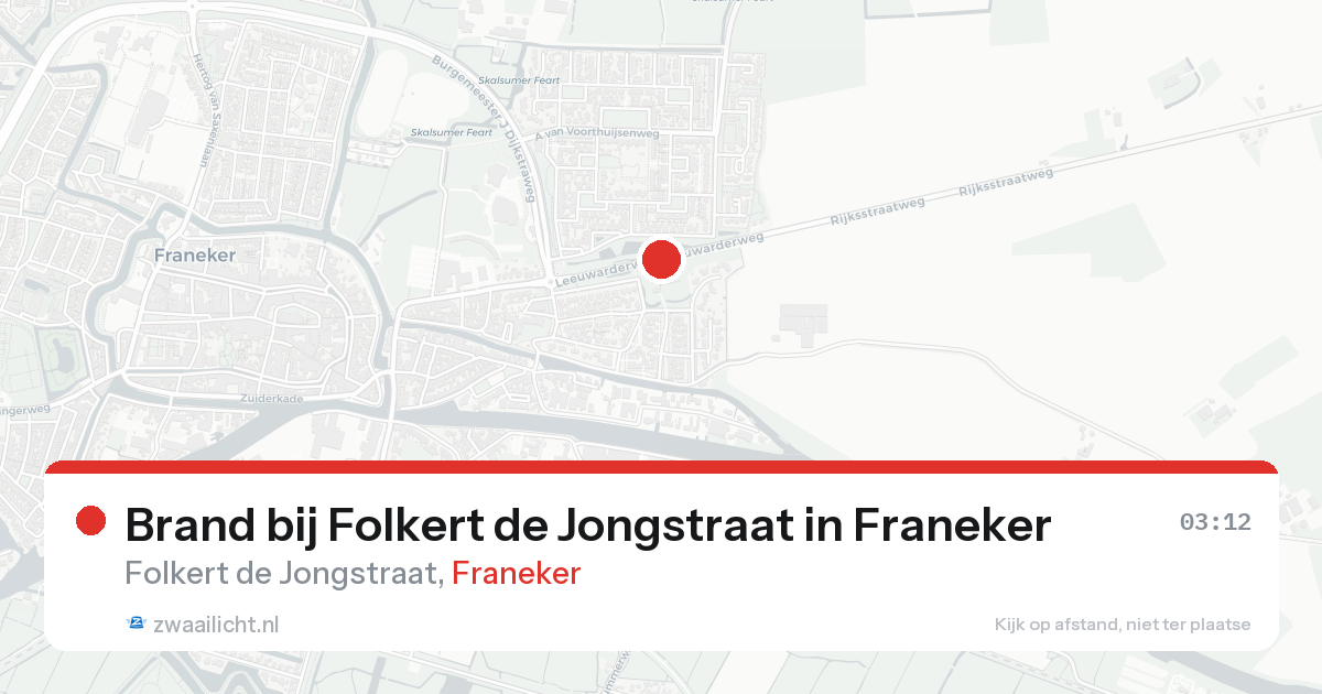 Brand bij Folkert de Jongstraat in Franeker — 15 aug 2026