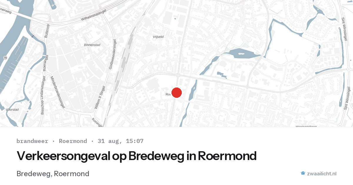 Verkeersongeval op Bredeweg in Roermond — 31 aug 2026