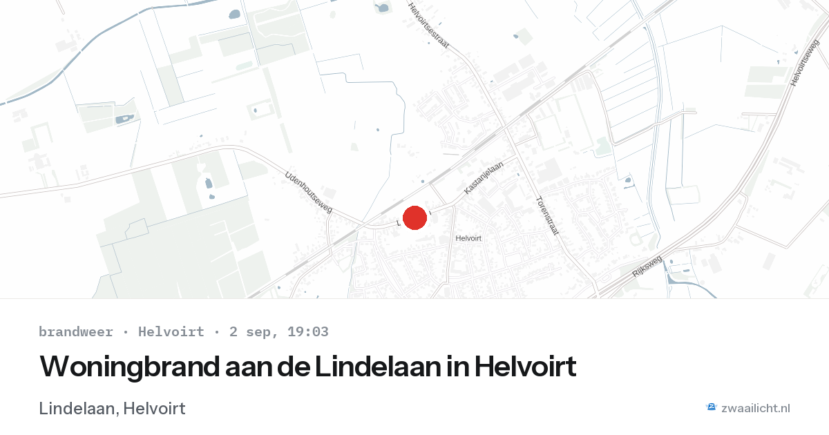 Woningbrand aan de Lindelaan in Helvoirt — 2 sep 2026