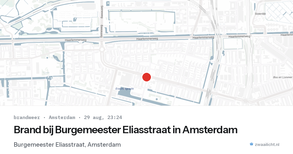Brand bij Burgemeester Eliasstraat in Amsterdam — 29 aug 2026