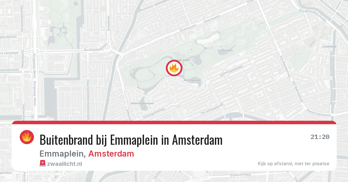 Buitenbrand bij Emmaplein in Amsterdam — 25 mrt 2026