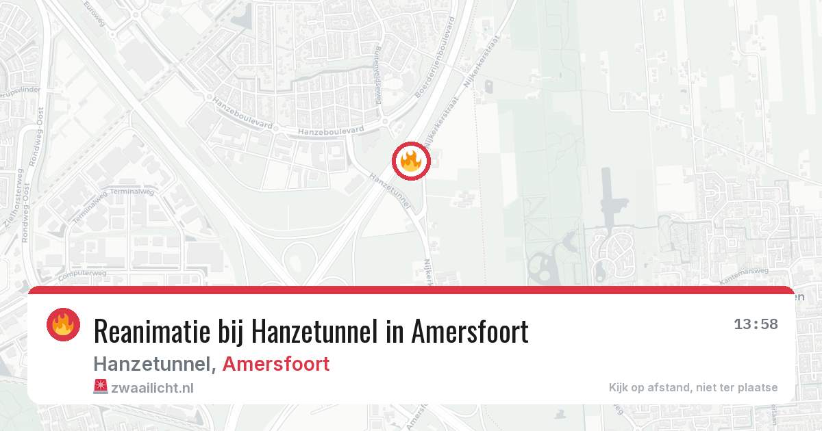 Reanimatie bij Hanzetunnel in Amersfoort — 15 jul 2026