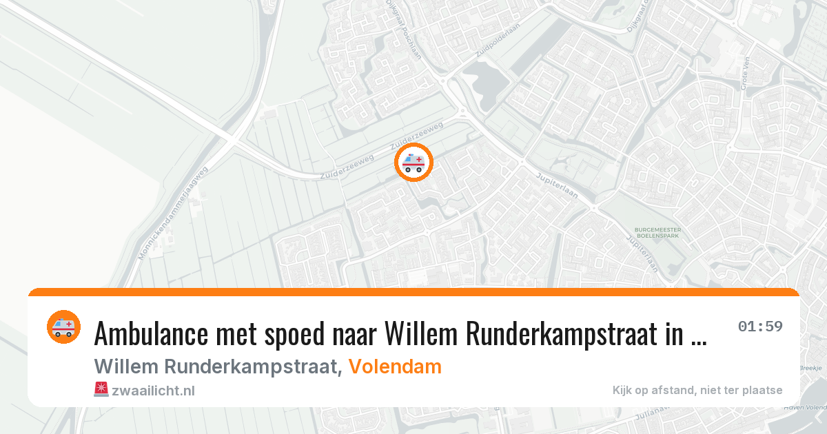 Ambulance met spoed naar Willem Runderkampstraat in Volendam — 10 aug 2026