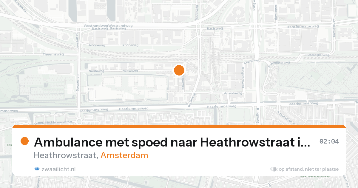 Ambulance met spoed naar Heathrowstraat in Amsterdam — 16 aug 2026