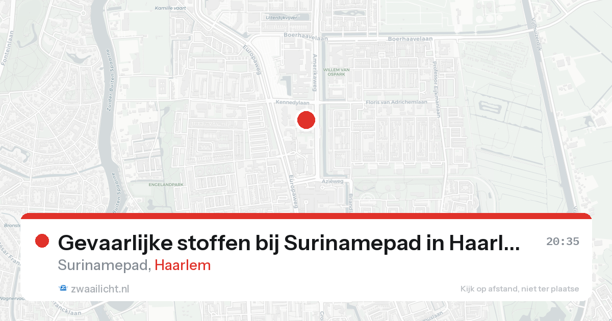 Gevaarlijke stoffen bij Surinamepad in Haarlem — 17 aug 2026