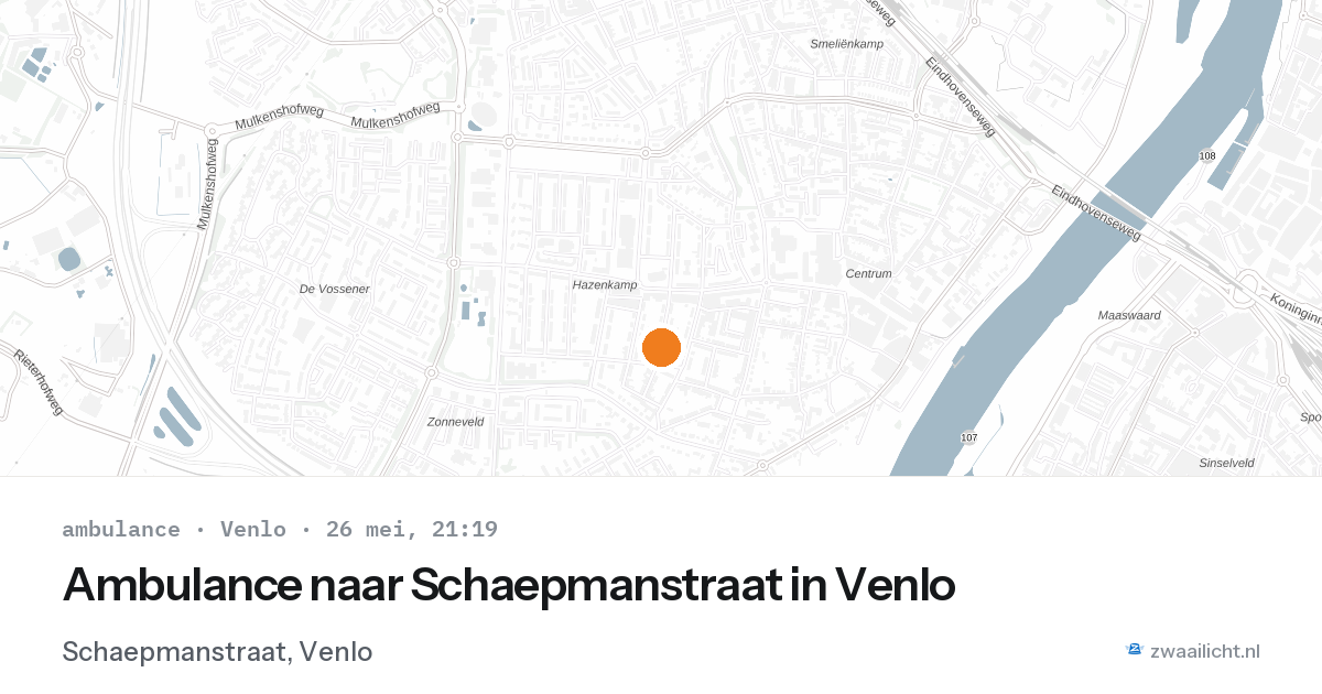 Ambulance naar Schaepmanstraat in Venlo — 26 mei 2026