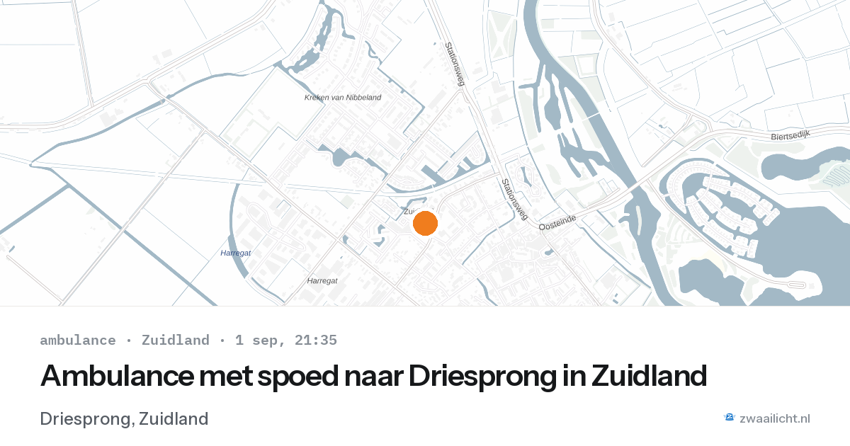 Ambulance met spoed naar Driesprong in Zuidland — 1 sep 2026
