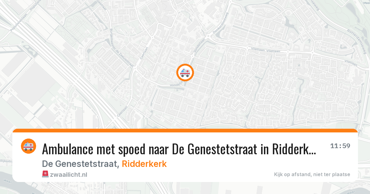 Ambulance met spoed naar De Genestetstraat in Ridderkerk — 9 jun 2026