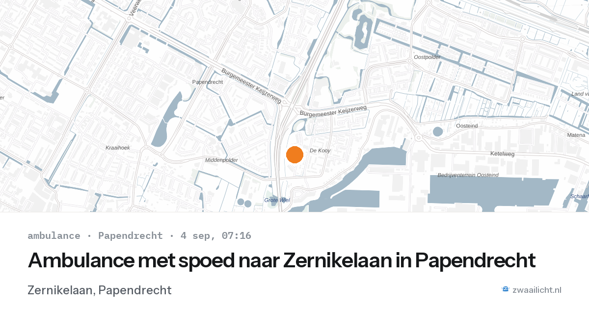 Ambulance met spoed naar Zernikelaan in Papendrecht — 4 sep 2026