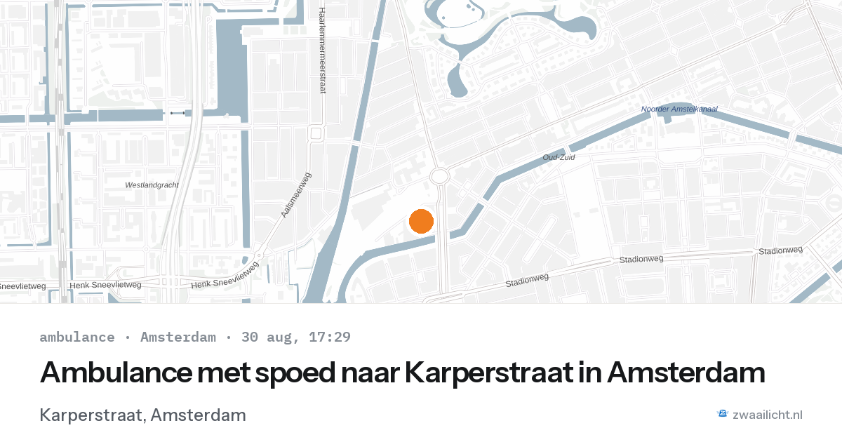 Ambulance met spoed naar Karperstraat in Amsterdam — 30 aug 2026