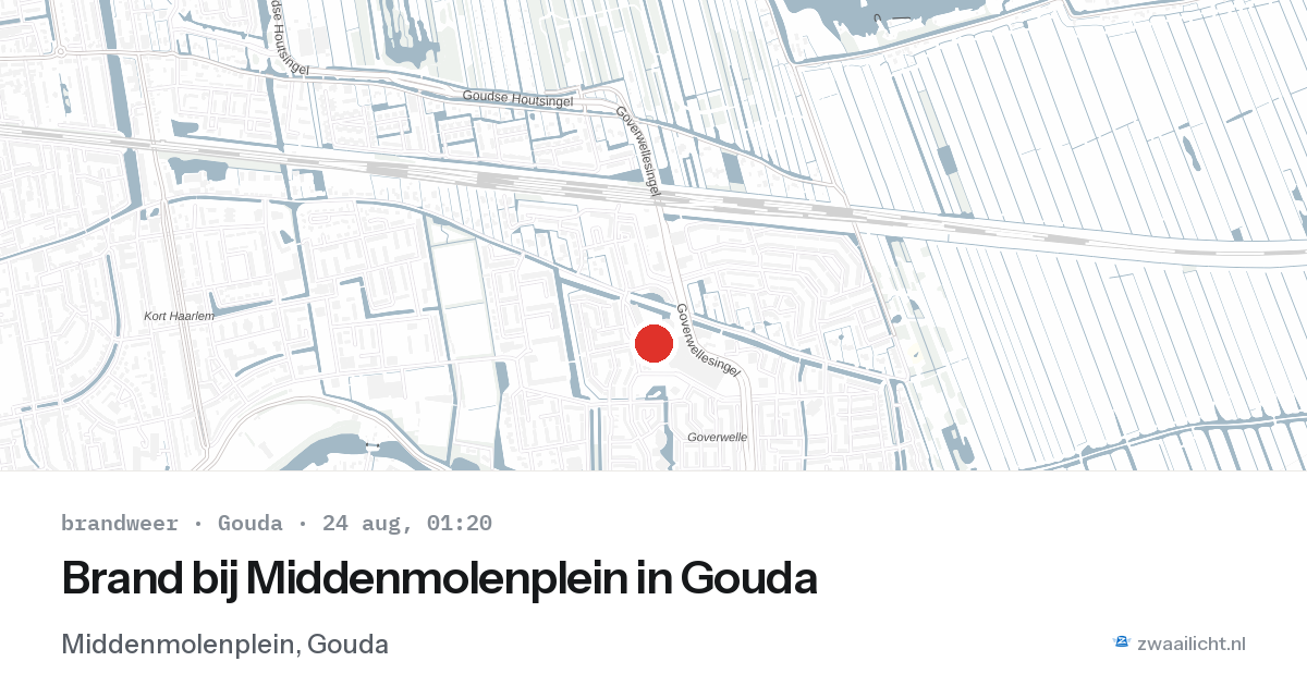 Brand bij Middenmolenplein in Gouda — 23 aug 2026