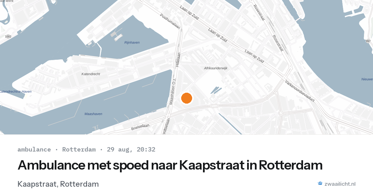 Ambulance met spoed naar Kaapstraat in Rotterdam — 29 aug 2026