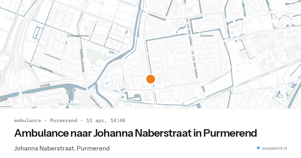 Ambulance naar Johanna Naberstraat in Purmerend — 13 apr 2026