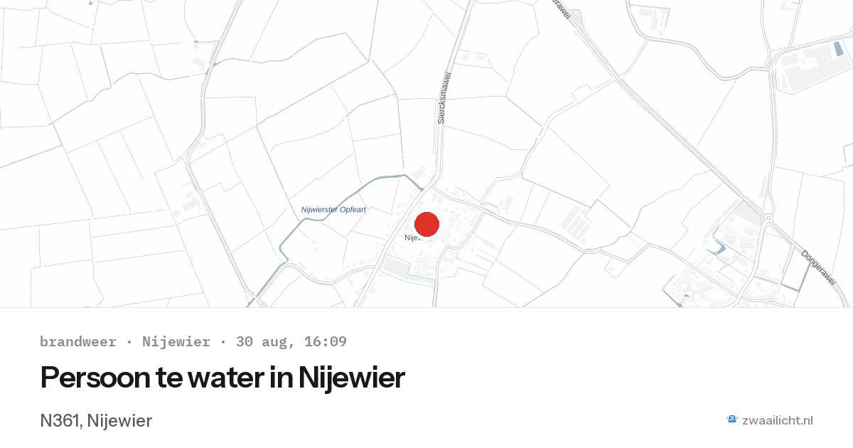 Persoon te water in Nijewier — 30 aug 2026