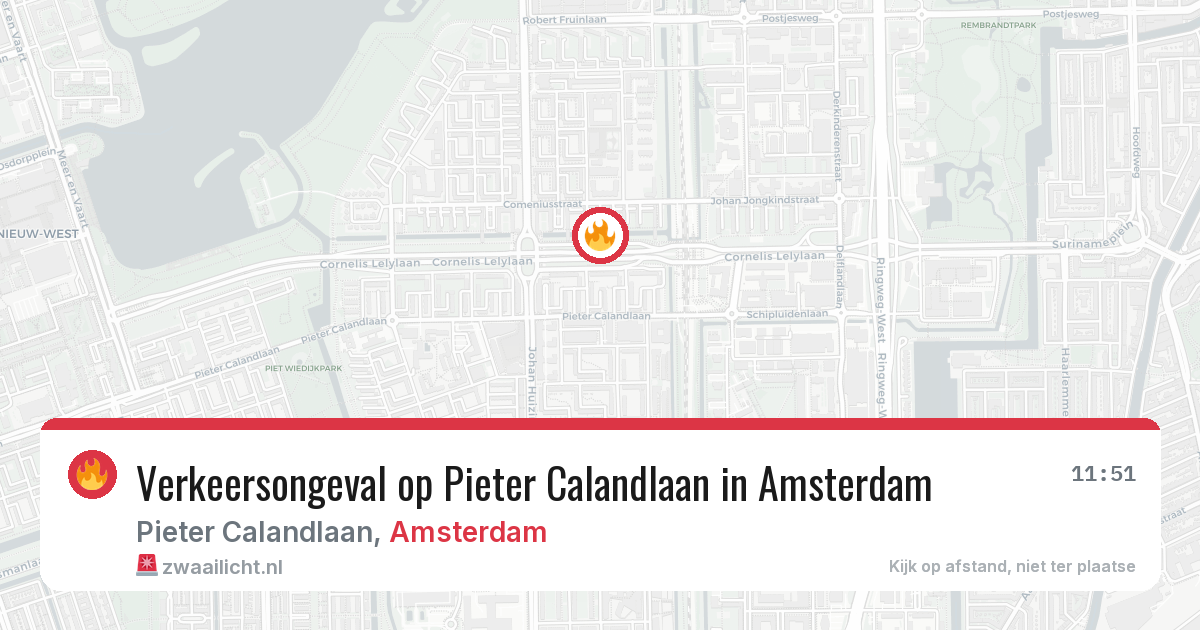 Verkeersongeval op Pieter Calandlaan in Amsterdam — 9 mrt 2026