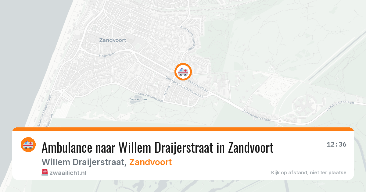 Ambulance naar Willem Draijerstraat in Zandvoort — 14 aug 2026