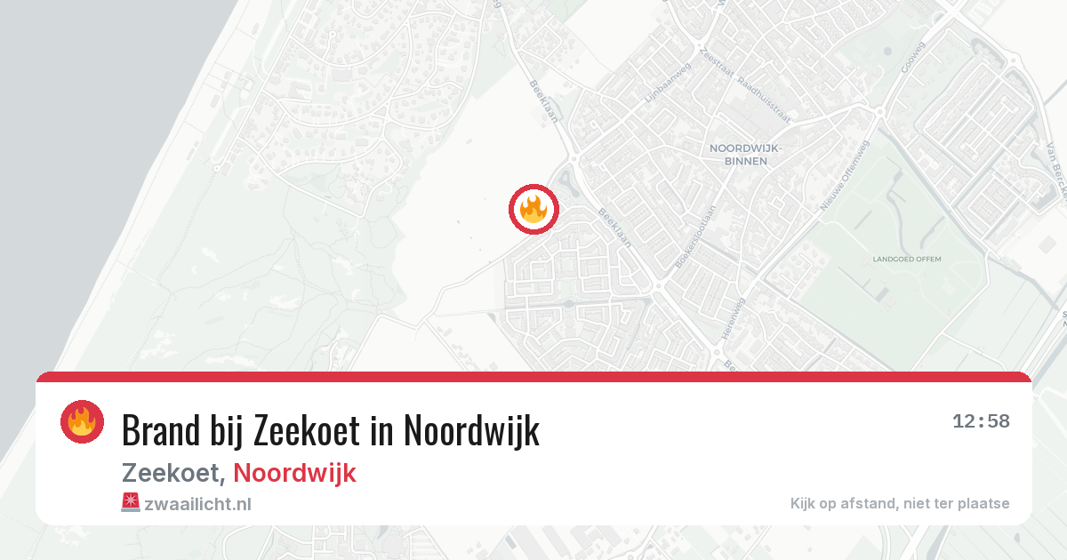 Brand bij Zeekoet in Noordwijk — 21 mei 2026