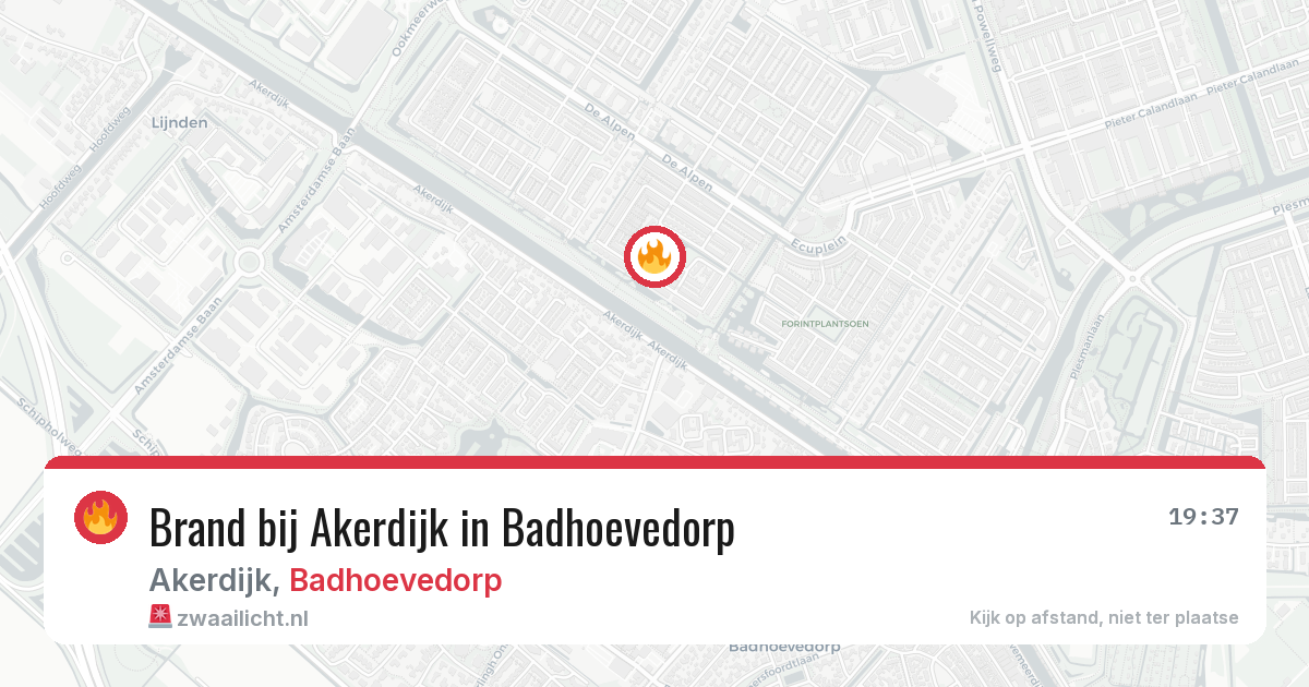 Brand bij Akerdijk in Badhoevedorp — 10 jul 2026