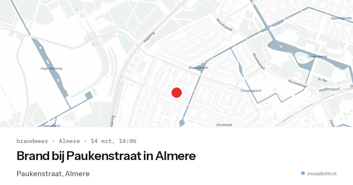 Brand bij Paukenstraat in Almere — 14 mrt 2026