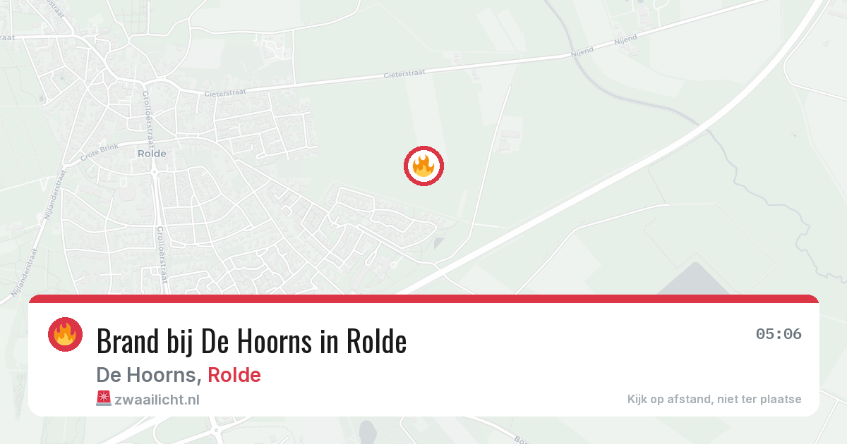 Brand bij De Hoorns in Rolde — 16 jul 2026