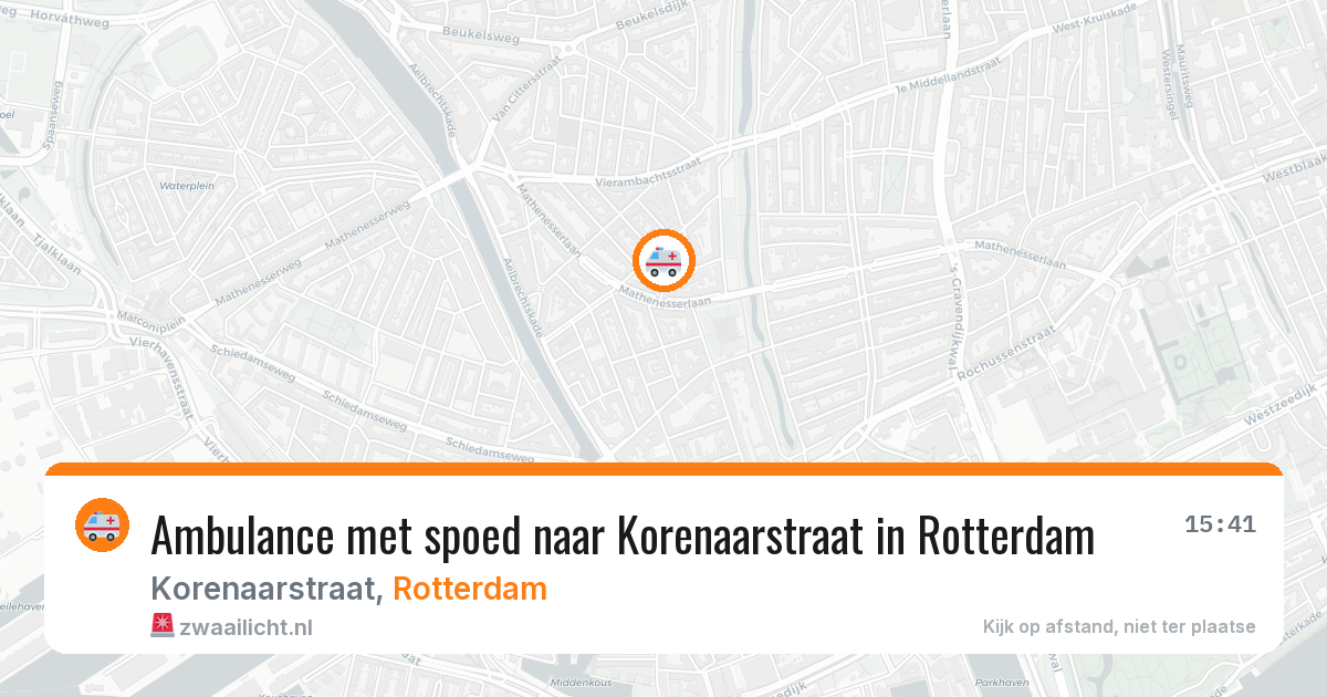 Ambulance met spoed naar Korenaarstraat in Rotterdam — 21 mei 2026