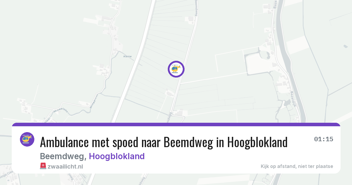 Ambulance met spoed naar Beemdweg in Hoogblokland — 14 aug 2026
