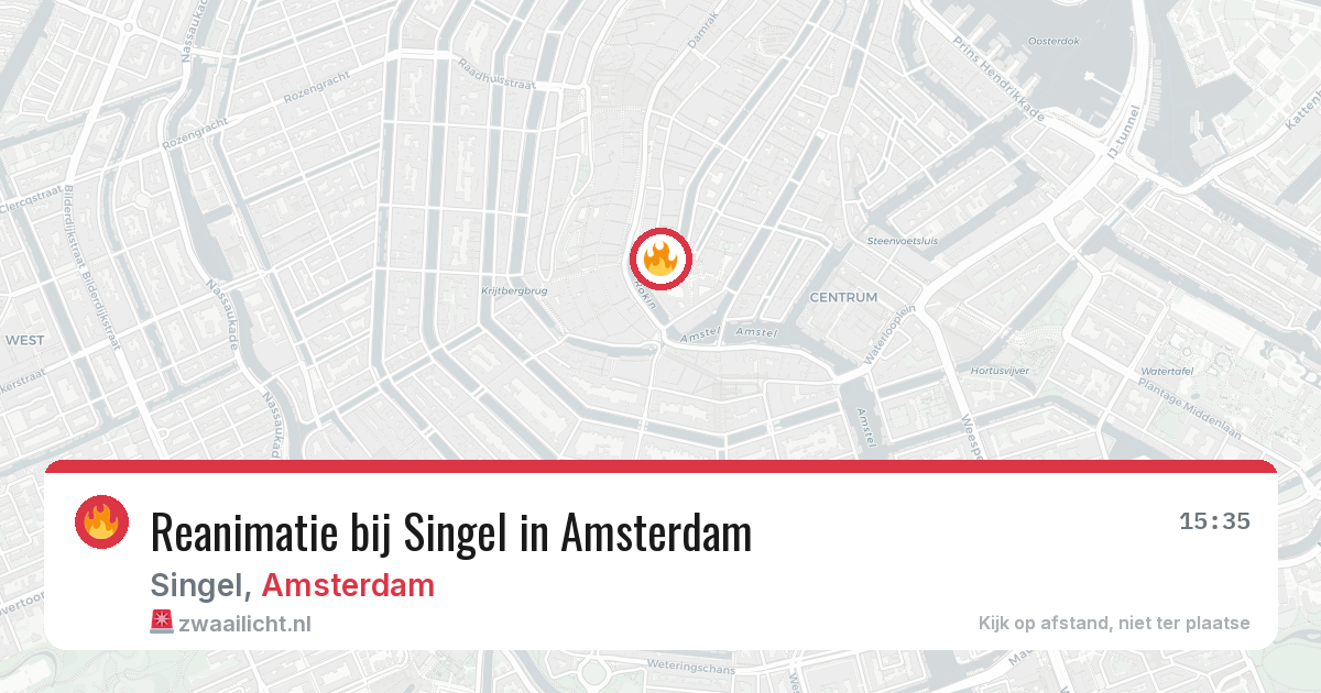 Reanimatie bij Singel in Amsterdam — 9 jun 2026