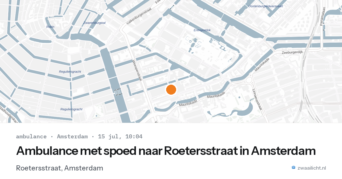 Ambulance met spoed naar Roetersstraat in Amsterdam — 15 jul 2026