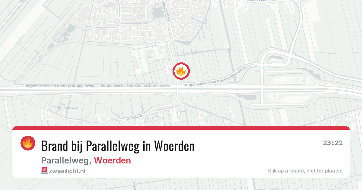Brand bij Parallelweg in Woerden — 9 aug 2026